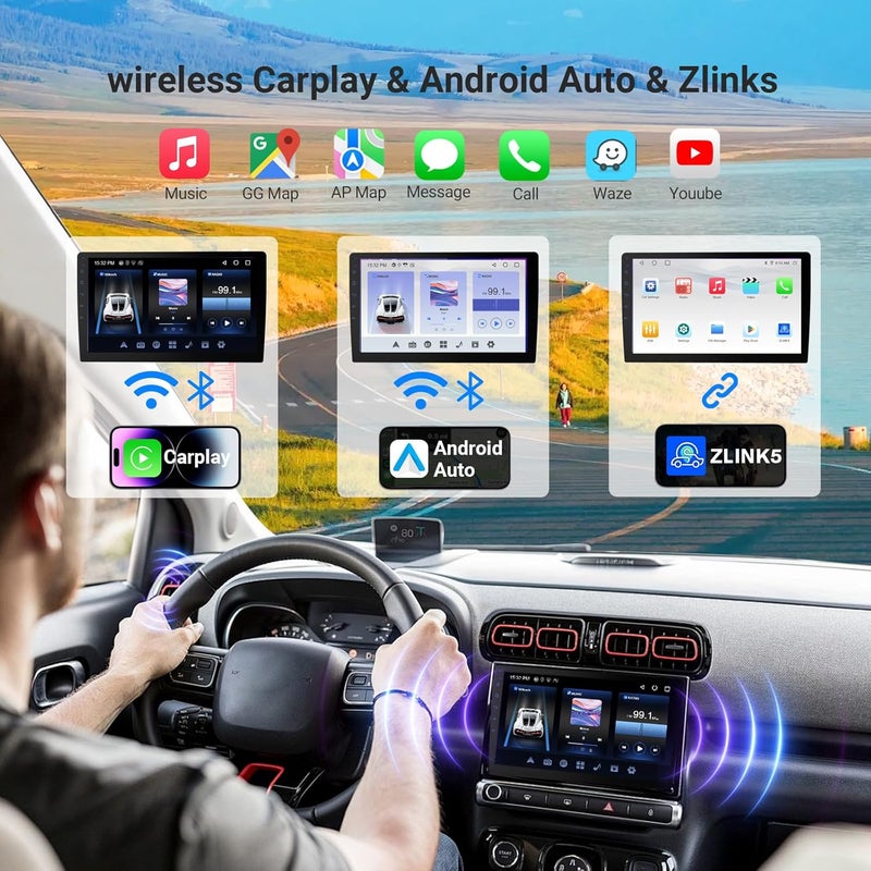 Haudio Double Din Android 13 Car Stereo - 9" HD Touchscreen with Wireless CarPlay & 14-Band DSP, 50W×4 Hi-Fi, Dual USB/DVR, GPS - Image 2