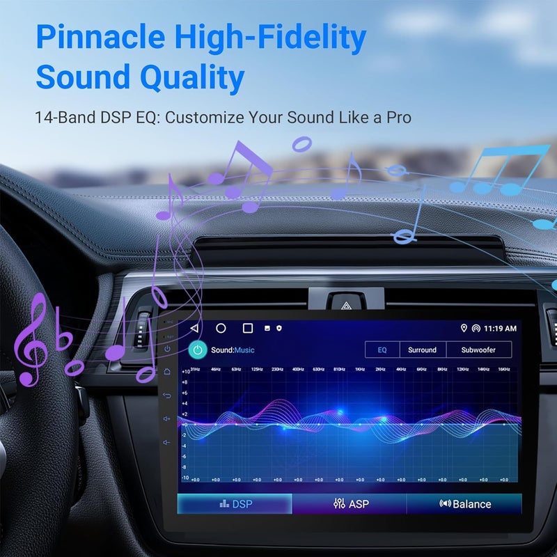 Haudio Double Din Android 13 Car Stereo - 9" HD Touchscreen with Wireless CarPlay & 14-Band DSP, 50W×4 Hi-Fi, Dual USB/DVR, GPS - Image 3