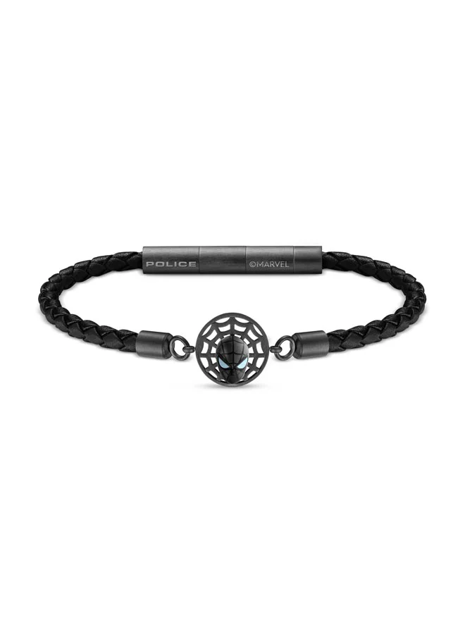 بوليس Webbed Wonder Grey & Black Leather Bracelet Limited Edition for Men