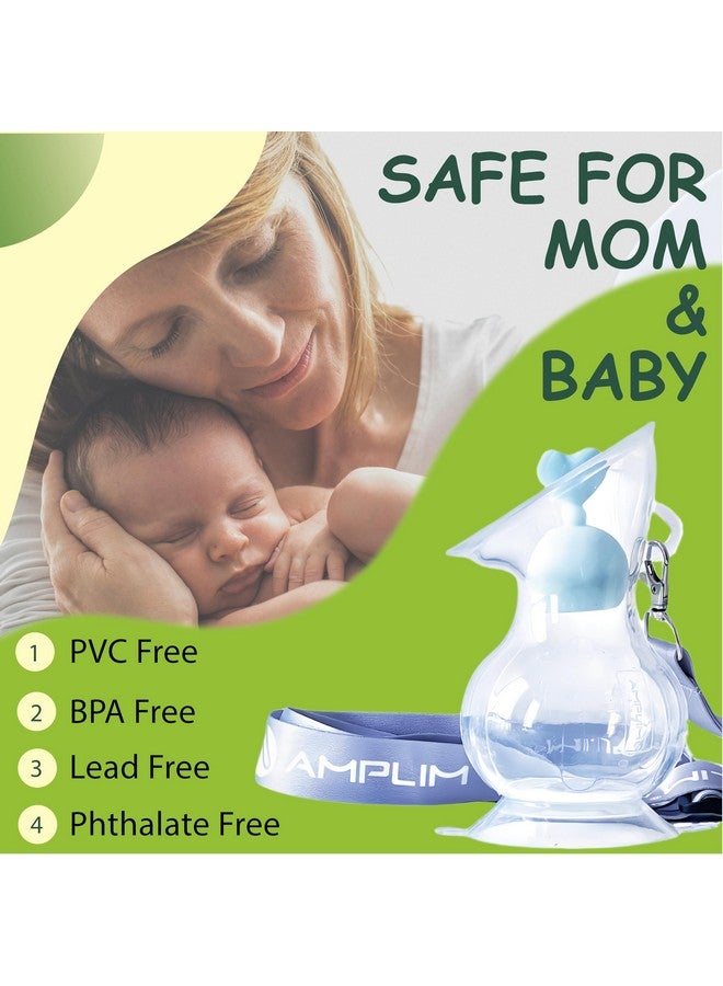 Amplim Manual Breast Pump | Gen 3 Food Grade Silicone Milk Collector for Breastfeeding Nursing Mom with Stopper and Lanyard | Registry Essentials for Newborn, Infant, Baby | 5 oz (Blue Green) - Image 1