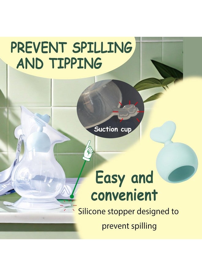 Amplim Manual Breast Pump | Gen 3 Food Grade Silicone Milk Collector for Breastfeeding Nursing Mom with Stopper and Lanyard | Registry Essentials for Newborn, Infant, Baby | 5 oz (Blue Green) - Image 4