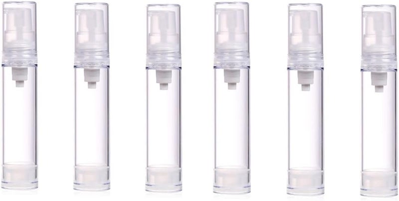 6PCS Plastic Vacuum Pump Press Bottles Empty Refillable Airless Pump Bottle Travel Container for Foundations Serums Cream Lotion (5ml)