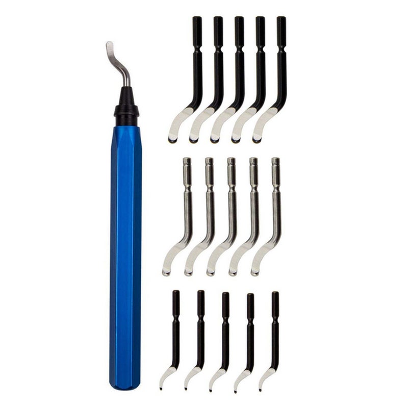 16Pcs Rotary Deburr Blades Set Aluminum Alloy Handle with 43mm/47mm Blades for Wood Plastic Copper Steel - Image 1