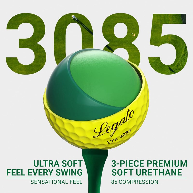 Legato Golf Balls LTX3085 | Designed to Help Golfers Break 90 | Maximized Distance with Soft Feel | 3 Piece | Urethane Cover | 85 Compression - Image 2