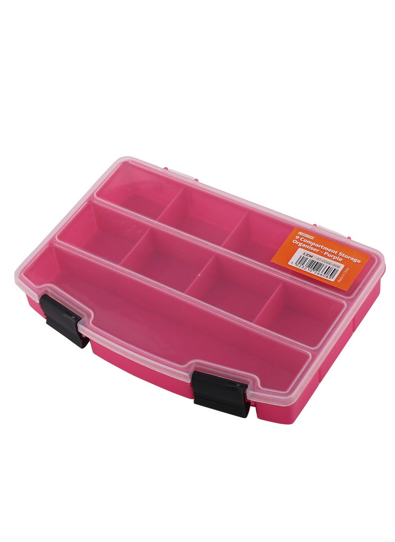 LAWAZIM - Storage Organizer 9 Compartment -Purple- Lightweight Portable Divided Storage Box with Clear Lid Durable Plastic Construction and Snap Latches - for Parts Crafts Jewelry Beads and Small Tools - Image 1