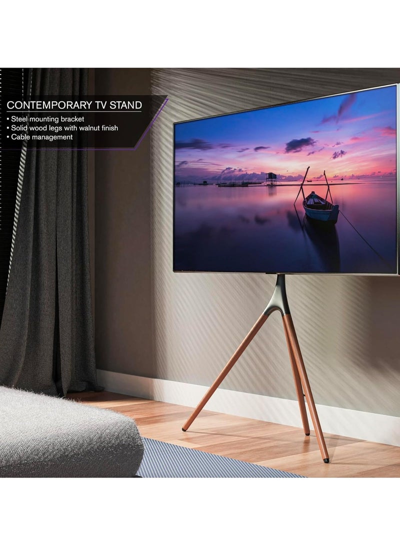 JAJEEK Easel TV Tripod Stand for 47"-70" LED/LCD/OLED Screens – Height Adjustable, 180° Swivel, Cable Ties, Portable – White - Image 2