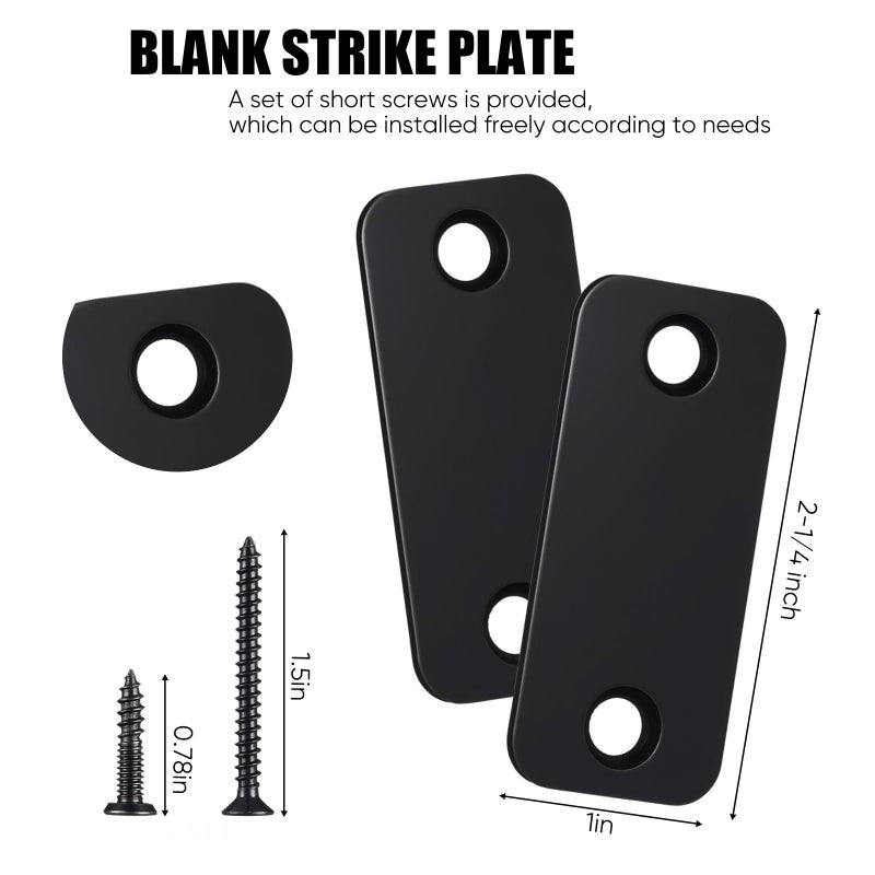 Blulu 2 Set Door Hole Cover Plate 1" x 2-1/4" Stainless Steel Door Strike Filler Plate Latch Filler, Increase Home Security on Entry (Black) - Image 2