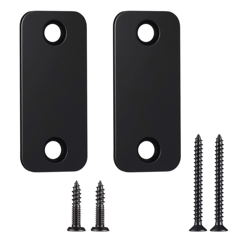Blulu 2 Set Door Hole Cover Plate 1" x 2-1/4" Stainless Steel Door Strike Filler Plate Latch Filler, Increase Home Security on Entry (Black) - Image 1