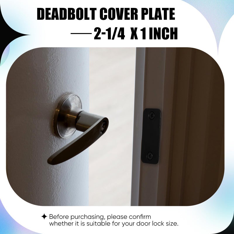 Blulu 2 Set Door Hole Cover Plate 1" x 2-1/4" Stainless Steel Door Strike Filler Plate Latch Filler, Increase Home Security on Entry (Black) - Image 4