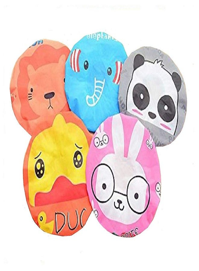 DMtse set of 6 Cute Cartoon Lace Waterproof Elastic Shower Cap Bath Cap Facial SPA - Image 1