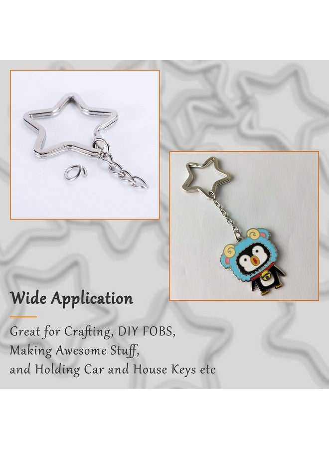 Oubaka 50Pcs Star Shaped Split Key Rings,Metal Key Rings Crafts Diy Keychain Bulk For Home Car Office Organization,Arts & Crafts Projects, Lanyards - Image 3