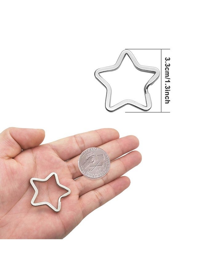 Oubaka 50Pcs Star Shaped Split Key Rings,Metal Key Rings Crafts Diy Keychain Bulk For Home Car Office Organization,Arts & Crafts Projects, Lanyards - Image 5