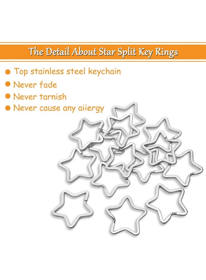 Oubaka 50Pcs Star Shaped Split Key Rings,Metal Key Rings Crafts Diy Keychain Bulk For Home Car Office Organization,Arts & Crafts Projects, Lanyards - Image 2