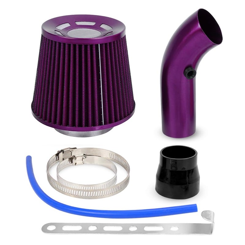 BARTOO 3 Cold Air Intake Kit Aluminum Automotive Cold Air Intake Pipe Filter Induction Flow Hose Pipe Kit Purple