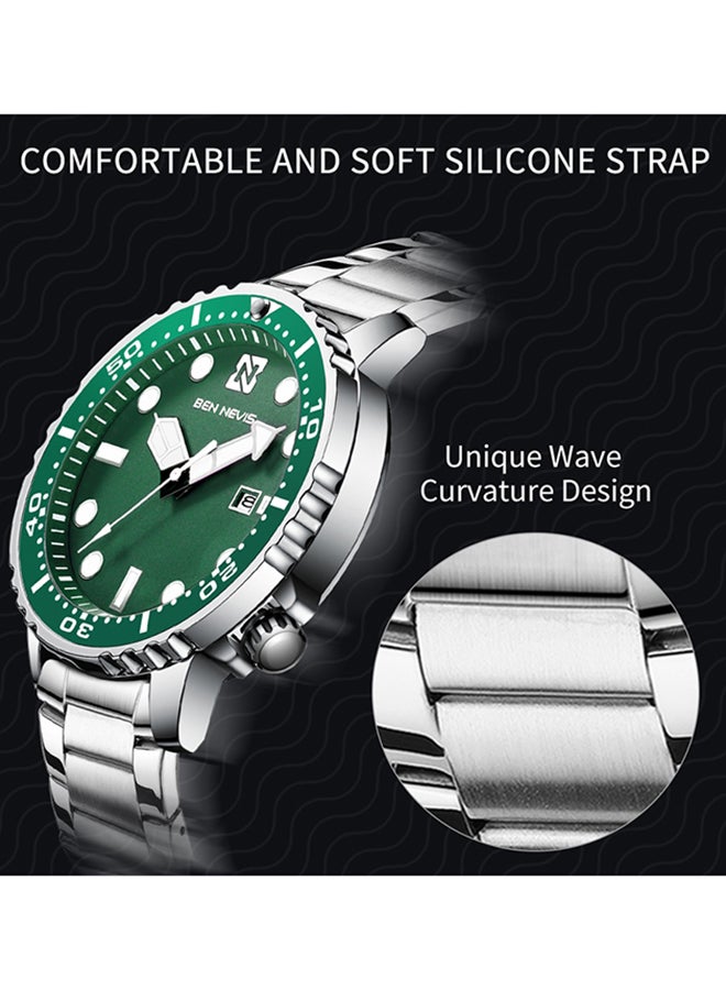 BEN NEVIS Waterproof Quartz Wrist Watch for Men - BN3010G-SilverGreen - Image 3