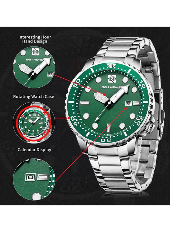 BEN NEVIS Waterproof Quartz Wrist Watch for Men - BN3010G-SilverGreen - Image 5