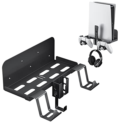 Allnice PS5 Wall Mount, 5 IN 1 Playstation 5 Wall Mount (Disc and Digital Edition) Wall Bracket for Playstation 5 with Detachable Controller Holder & Headphone Hanger & Remote Control Bracket (Black) - Image 1