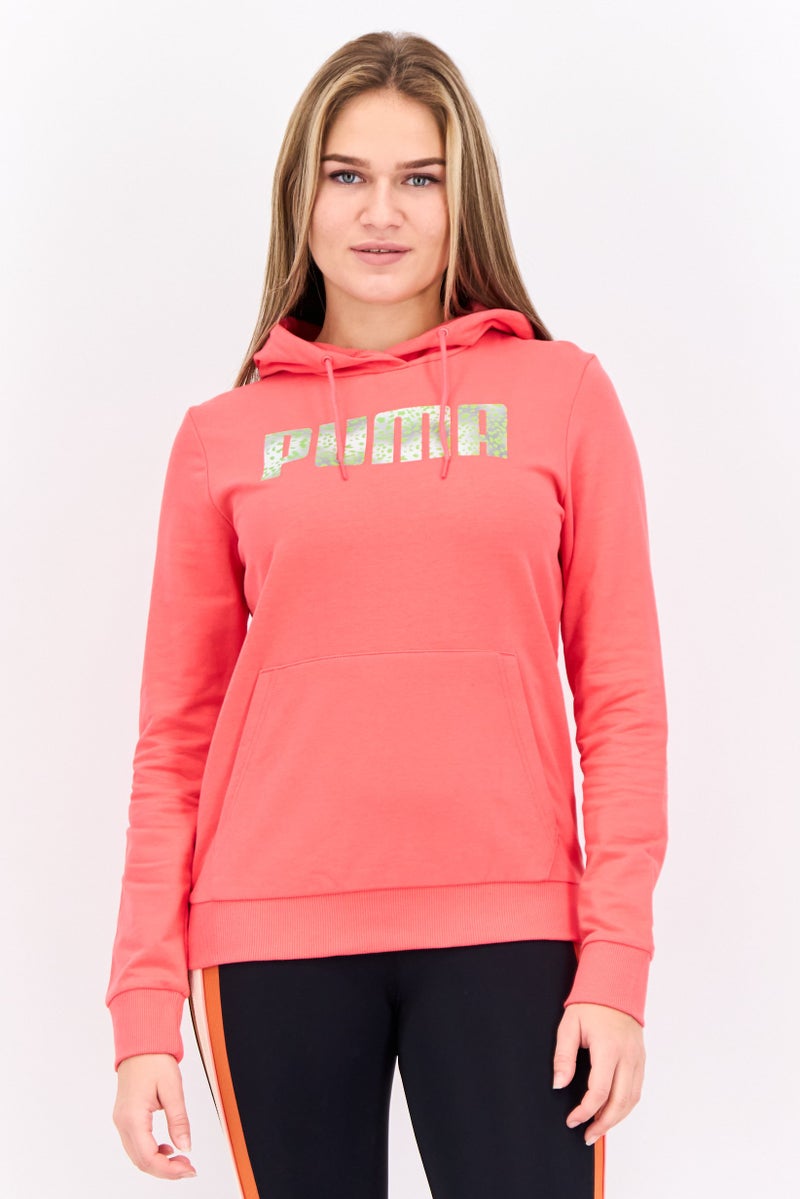 PUMA هودي خارجي للنساء بأكمام طويلة وقصة عادية، كورال - Image 1