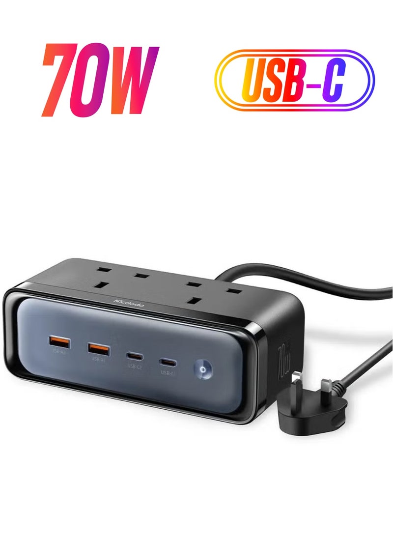 ELTRAZONE Charger 4590 Power Strip - 6-in-1 GaN Charger with 70W Output & Lightning Protection - Image 1