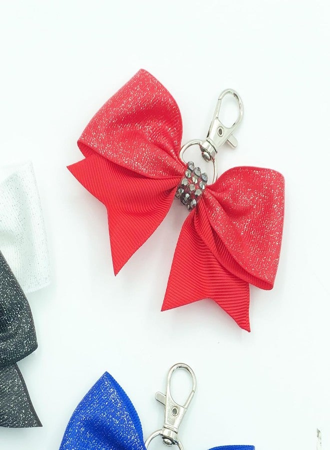 Hipcheer Glitter Cheer Bow Keychain for Cheerleading Teen Girls High School College Sports (Red) - Image 3