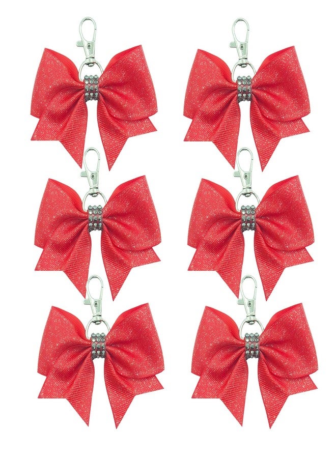 Hipcheer Glitter Cheer Bow Keychain for Cheerleading Teen Girls High School College Sports (Red) - Image 1