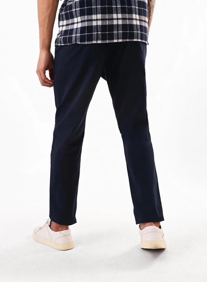 Dennis Lingo Men's Navy 100% Cotton Full Chinos Slim Fit Trouser