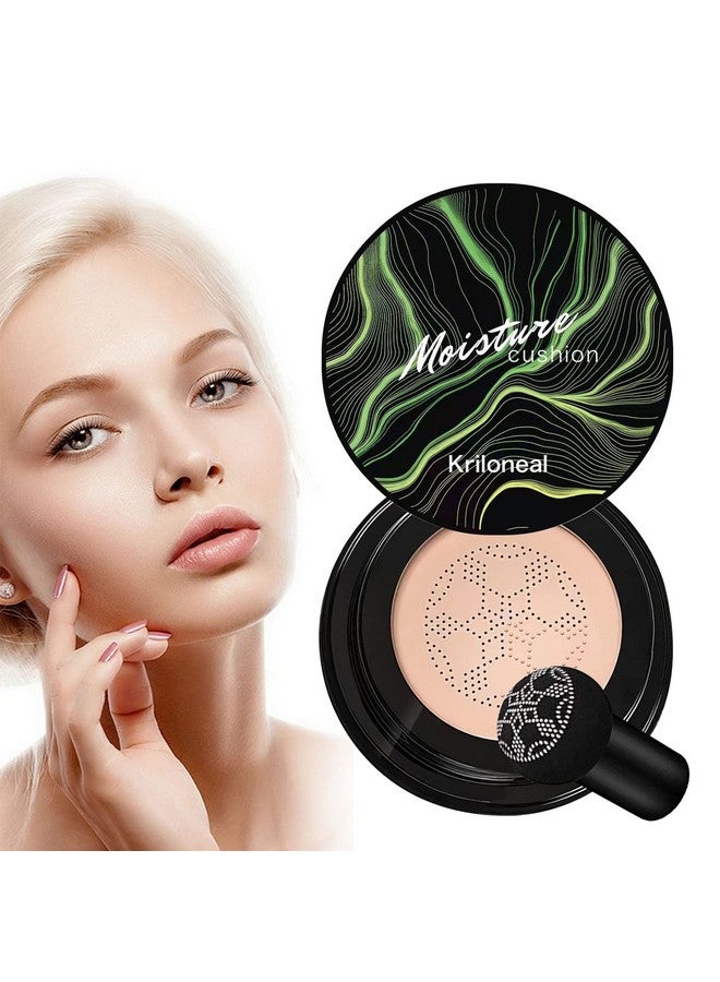 Kriloneal Cc Cream Foundation Mushroom Head Air Cushion Cc Cream Moisturizing Concealer Waterproof Oil Control Long Lasting Nude Makeup With Mushroom Makeup Sponge (Natural) - Image 1