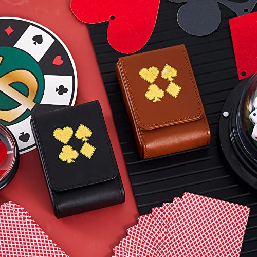 Skylety 2 Pieces Single Deck PU Leather Playing Card Case Holder Black Brown Deck Holder Playing Card Holders for Adults Box Protector Poker Case Fits Poker and Bridge Size for 3.54x 2.36 Inch Gard - Image 4