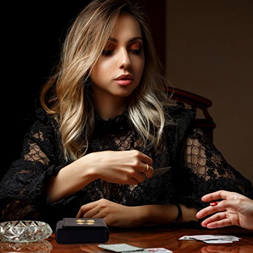 Skylety 2 Pieces Single Deck PU Leather Playing Card Case Holder Black Brown Deck Holder Playing Card Holders for Adults Box Protector Poker Case Fits Poker and Bridge Size for 3.54x 2.36 Inch Gard - Image 5