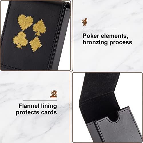 Skylety 2 Pieces Single Deck PU Leather Playing Card Case Holder Black Brown Deck Holder Playing Card Holders for Adults Box Protector Poker Case Fits Poker and Bridge Size for 3.54x 2.36 Inch Gard - Image 2