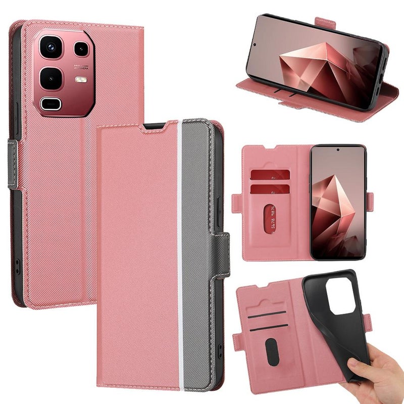 erorex For Infinix Note 50s 5G Twill Texture Side Button Leather Phone Case(Pink) - Image 1