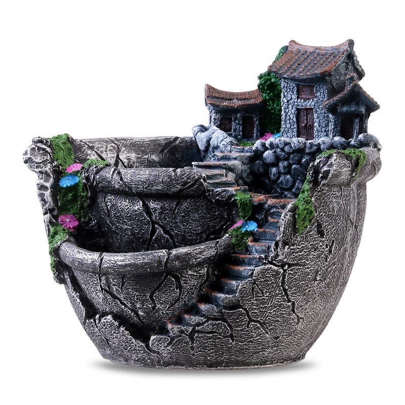 wdcfxy Creative Fairy Garden Flower Pot, Plant Pot, Succulent Plant Flower Pot Rack - Hanging Design Suitable for Home, Office, and Garden Decoration (Silvery) - Image 1