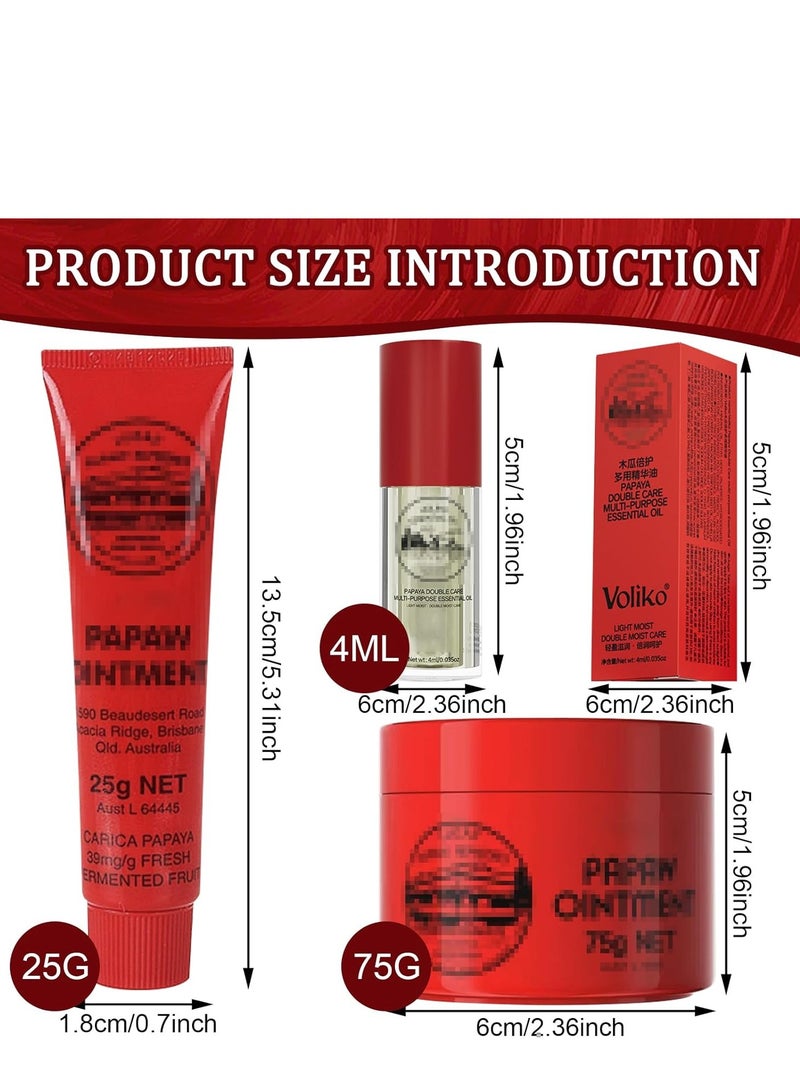 لوكاس كريم باباو، عبوة من 3 مرهم بابايا كريم إصلاح باباو، كريم مرطب مغذي متعدد الوظائف كريم باباو للبشرة والشفاه واليدين والجروح - Image 2