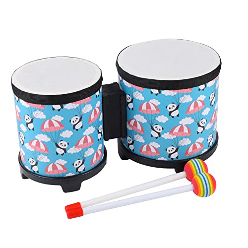 Musfunny Bongo Floor Tom Drums Set for Kids Childrens Drum Percussion Music Instrument with 2 Mallets  Preschool Montessori Floor Babies Drum Blue 5 to 6 - Image 1