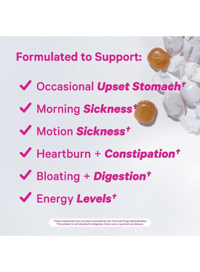 Pink Stork حلوى بيك ستورك للغثيان الصباحي - حلوى مانجو زنجبيل عضوية مع فيتامين ب6 للغثيان الصباحي، دوار الحركة، حرقة المعدة، متطلبات الحمل - 30 حبة مغلفة - Image 3