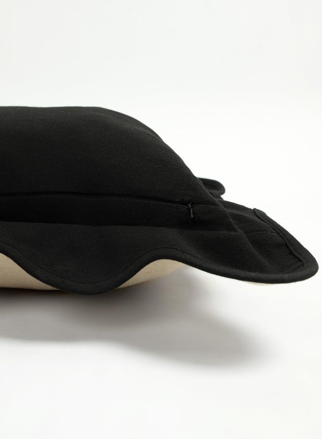 Lush Decor Coastal Chic Scalloped Edge Throw Pillow Cover 1 Piece 13" W x 20" L + 2.5" Flange, Dark Linen & Black - Couch Pillows - Decorative Pillows - Coastal Decor - Image 3