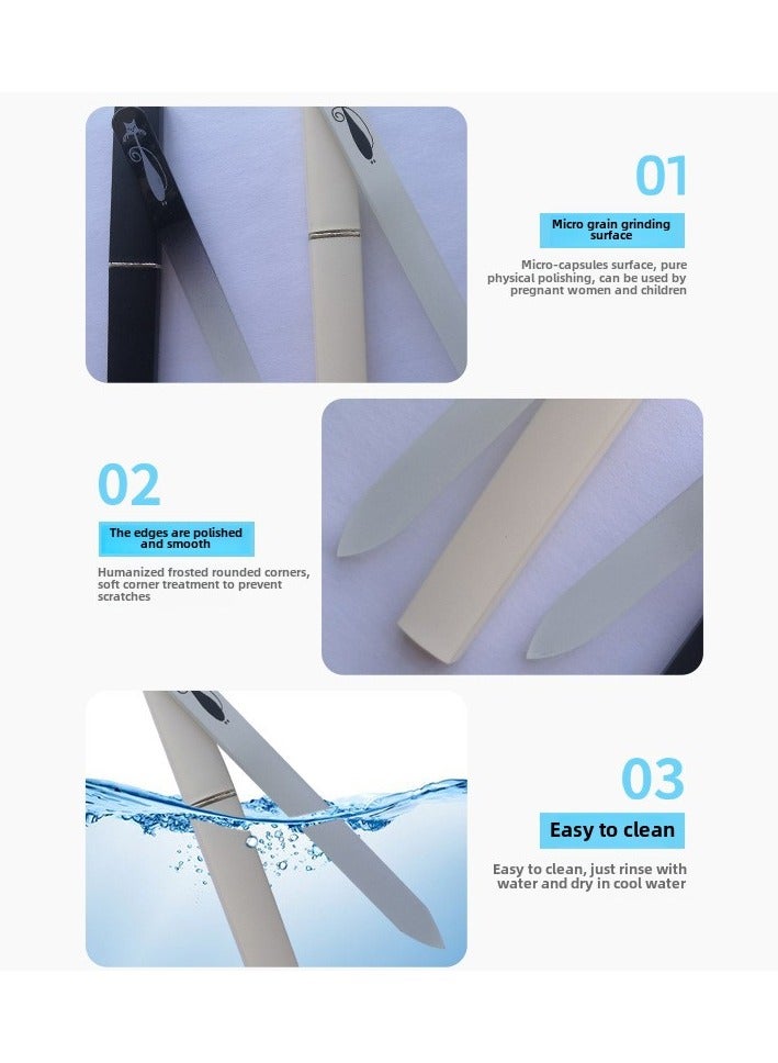 Ucanbe Two Different Colors Glass Nail File Personalized, Nail File Beauty Repair Tool with Buffer for Home and Salon  - Image 3