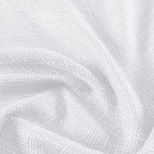 Valea Home Soft Burlap Look Swag Curtains Rustic Natural Rod Pocket Kitchen Valance Curtain Panels for Small Window 63 inch Length, White, 2 Panels - Image 5
