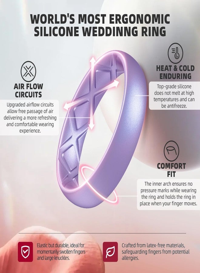 Egnaro Women's Silicone Band Rings, 5.5mm x 2mm Workout Flexible Hypoallergenic Rubber Band Trendy Jewelry Sets For Gym, 6.5-7, Silicone, No Gemstone - Image 2