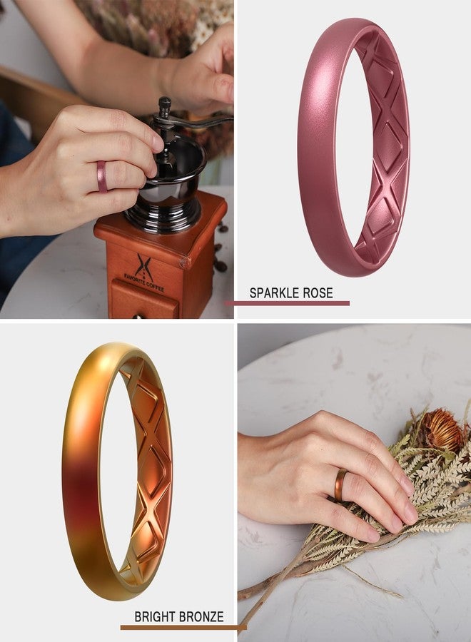 Egnaro Women's Silicone Band Rings, 5.5mm x 2mm Workout Flexible Hypoallergenic Rubber Band Trendy Jewelry Sets For Gym, 6.5-7, Silicone, No Gemstone - Image 3