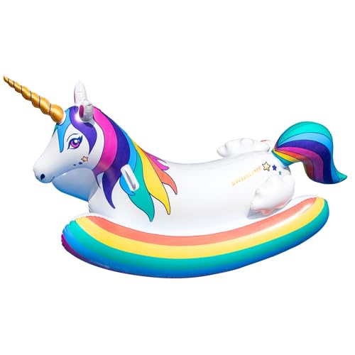 SWIMLINE Original Rainbow Unicorn Rocking Pool Float Toy with Easy to Grab Handles and Curved Stabilizing Side Bolsters for Kids and Adults for Beach Ocean Pool Lake Heavy Duty PVC - Image 1