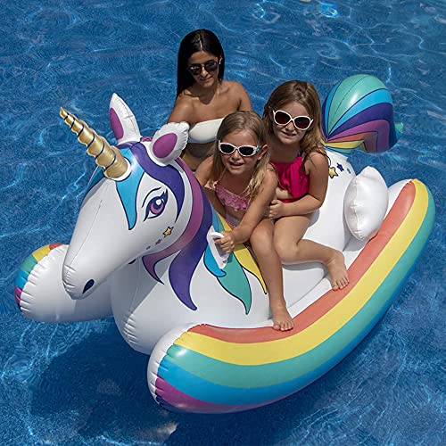 SWIMLINE Original Rainbow Unicorn Rocking Pool Float Toy with Easy to Grab Handles and Curved Stabilizing Side Bolsters for Kids and Adults for Beach Ocean Pool Lake Heavy Duty PVC - Image 5