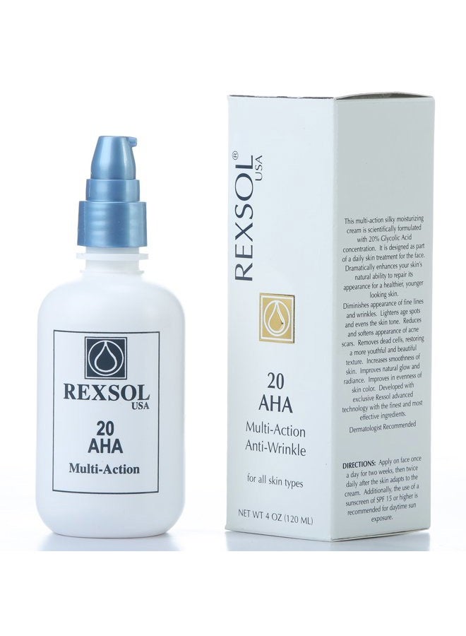 REXSOL 20 AHA Multi-action Anti-Wrinkle Cream | With Vitamin E, Algae Extract, Ginseng Extract, Calendula Extract, Caviar Extract | Diminishes appearance of fine lines & wrinkles. (120 ml / 4 fl oz) - Image 2