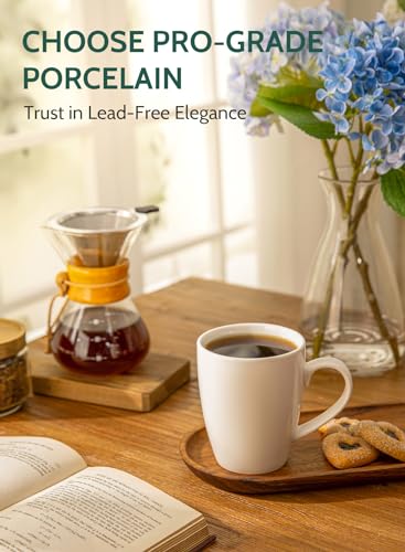 Sweese Porcelain Coffee Mugs - 16 Ounce (Top to the Rim) for Coffee, Latte, Tea, Cocoa, Set of 4, White - Image 3
