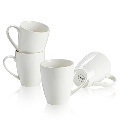 Sweese Porcelain Coffee Mugs - 16 Ounce (Top to the Rim) for Coffee, Latte, Tea, Cocoa, Set of 4, White - Image 1