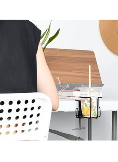 Excefore Large Desk Cup Holder, 1 Pack Clip On Table Anti-Spill Cup for Lawn Chair, Horizontal or Vertical Mount (Black)  - Image 2