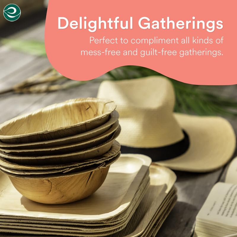 ECO SOUL 100% Compostable, Biodegradable, Disposable Palm Leaf Bowls |6 inch, 16oz, pack of 50 (Round) | Like Bamboo Bowls, Eco-friendly | Sturdy, Microwave & Oven Safe - Image 4