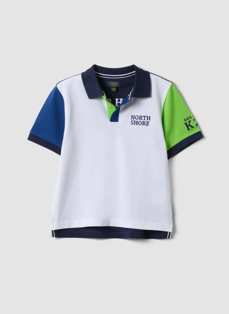 او في اس OVS Multicolour Short-Sleeve Stretch Cotton Polo Shirt