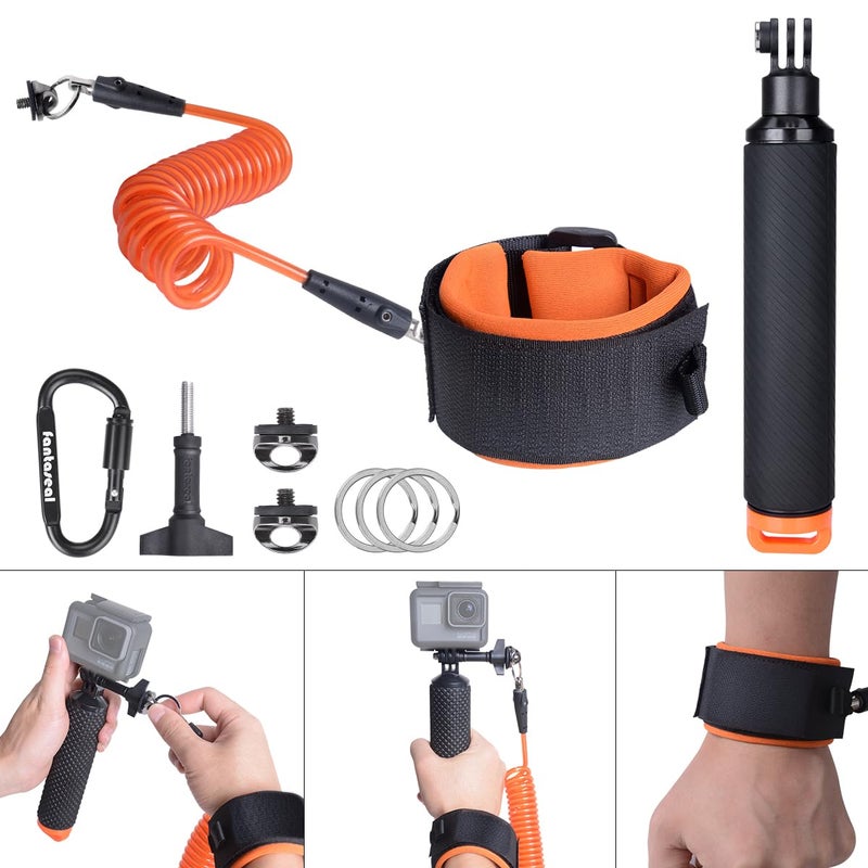 Fantaseal Action Camera Non-Slip Handler Floating Hand Grip Holder Mount + Steel-cored Safety Wrist Strap for GoPro Sony Insta360 Olympus Akaso Underwater Camcorder Diving Surfing Snorkeling Rafting Kayak Scuba - Image 5