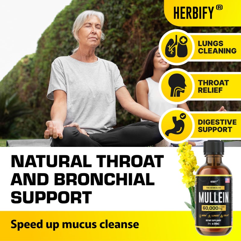 HERBIFY مستخلص المولين من هيربيفي 2 أونصة لعلاج صحة الجهاز التنفسي، مزيج من أوراق وزهور المولين (Verbascum Densiflorum) - Image 4